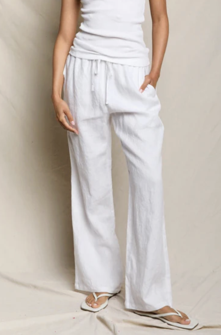 perfectwhitetee Pant Lorana Drawstring Pant, White Soho-Boutique