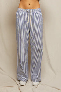 perfectwhitetee Pants Andi Poplin Pants, Chambray/Putty Stripe Soho-Boutique