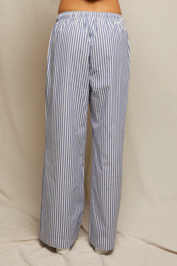 perfectwhitetee Pants Andi Poplin Pants, Chambray/Putty Stripe Soho-Boutique