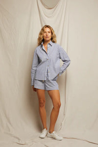 perfectwhitetee Shirt James Button Down, Chambray/Putty Stripe Soho-Boutique