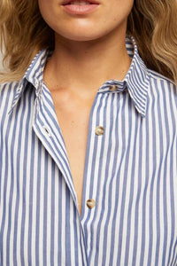 perfectwhitetee Shirt James Button Down, Chambray/Putty Stripe Soho-Boutique
