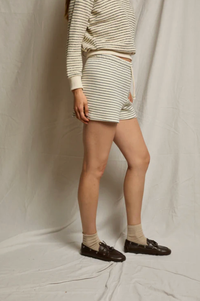 perfectwhitetee Short Bennie French Terry Short, Natural Charcoal Stripe Soho-Boutique