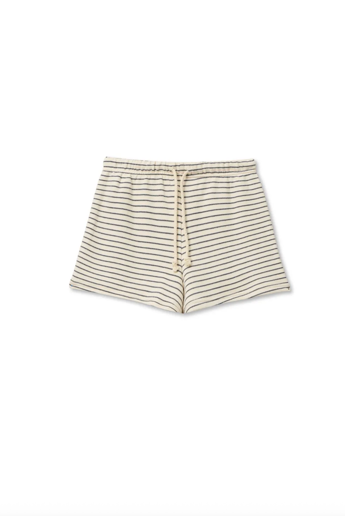 perfectwhitetee Short Bennie French Terry Short, Natural Charcoal Stripe Soho-Boutique