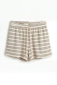perfectwhitetee Shorts Summer Terry Stripe Shorts, Natural/Chocolate Soho-Boutique