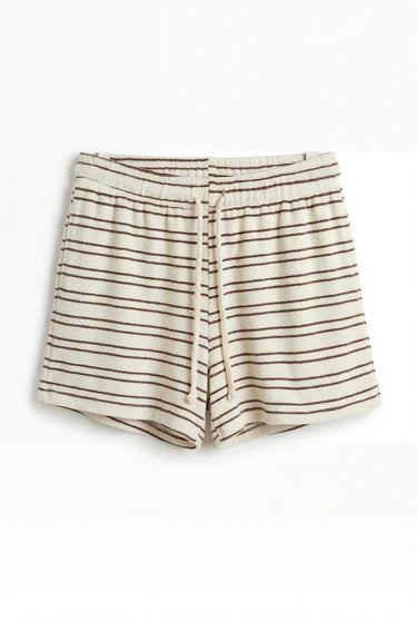 perfectwhitetee Shorts Summer Terry Stripe Shorts, Natural/Chocolate Soho-Boutique