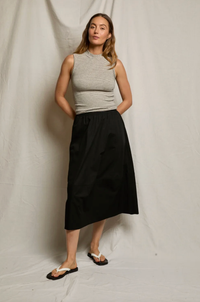 perfectwhitetee Skirt Minka Cotton Poplin Skirt, True Black Soho-Boutique