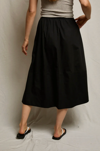 perfectwhitetee Skirt Minka Cotton Poplin Skirt, True Black Soho-Boutique