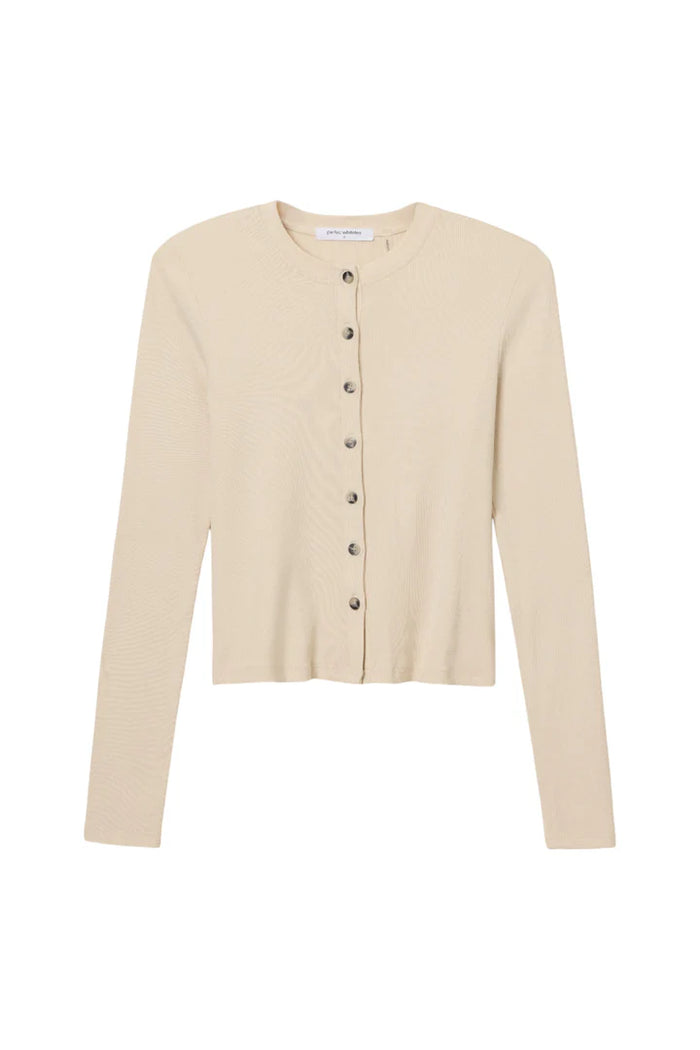 perfectwhitetee sweater Maureen Rib Cardigan, Sugar Soho-Boutique