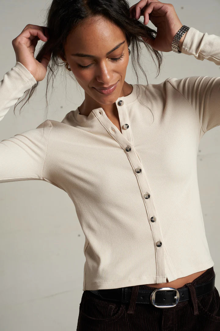 perfectwhitetee sweater Maureen Rib Cardigan, Sugar Soho-Boutique