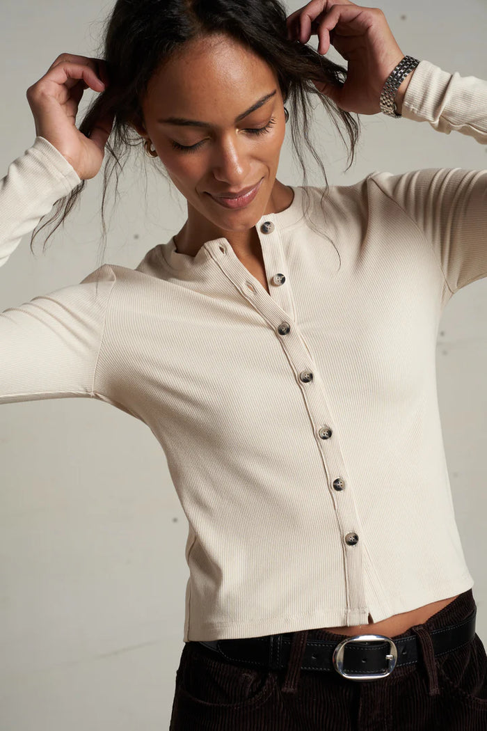 perfectwhitetee sweater Maureen Rib Cardigan, Sugar Soho-Boutique