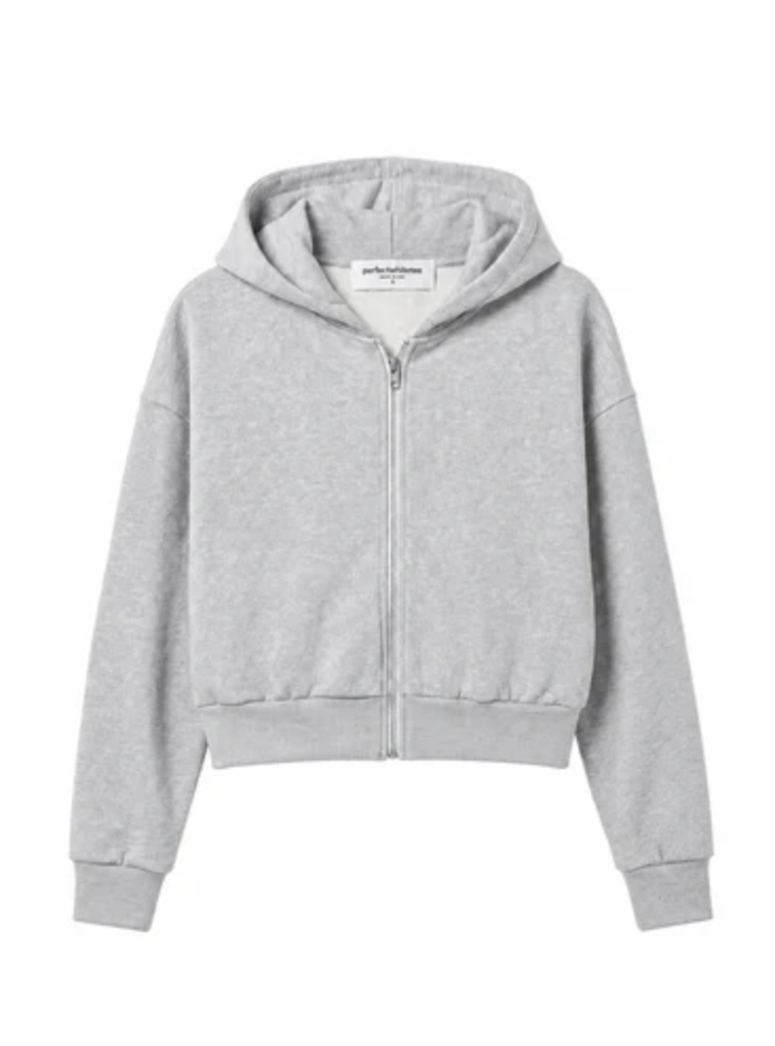 perfectwhitetee Sweater Sean French Terry Long Sleeve Zip Up, Heather Grey Soho-Boutique