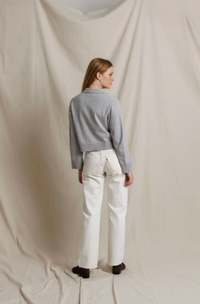 perfectwhitetee Sweater Ximena Cotton Cashmere Cropped Sweater, Heather Grey Soho-Boutique