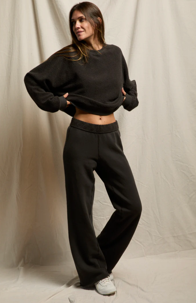 perfectwhitetee Sweatpants Marley Reverse Fleece Pant, Vintage Black Soho-Boutique