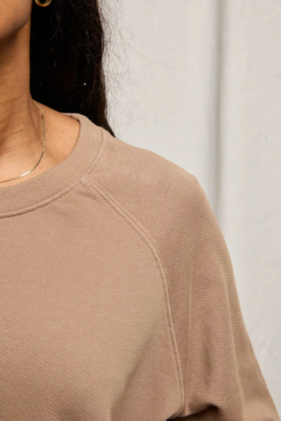 perfectwhitetee Sweatshirt Alexi French Terry Sweatshirt, Mocha Soho-Boutique