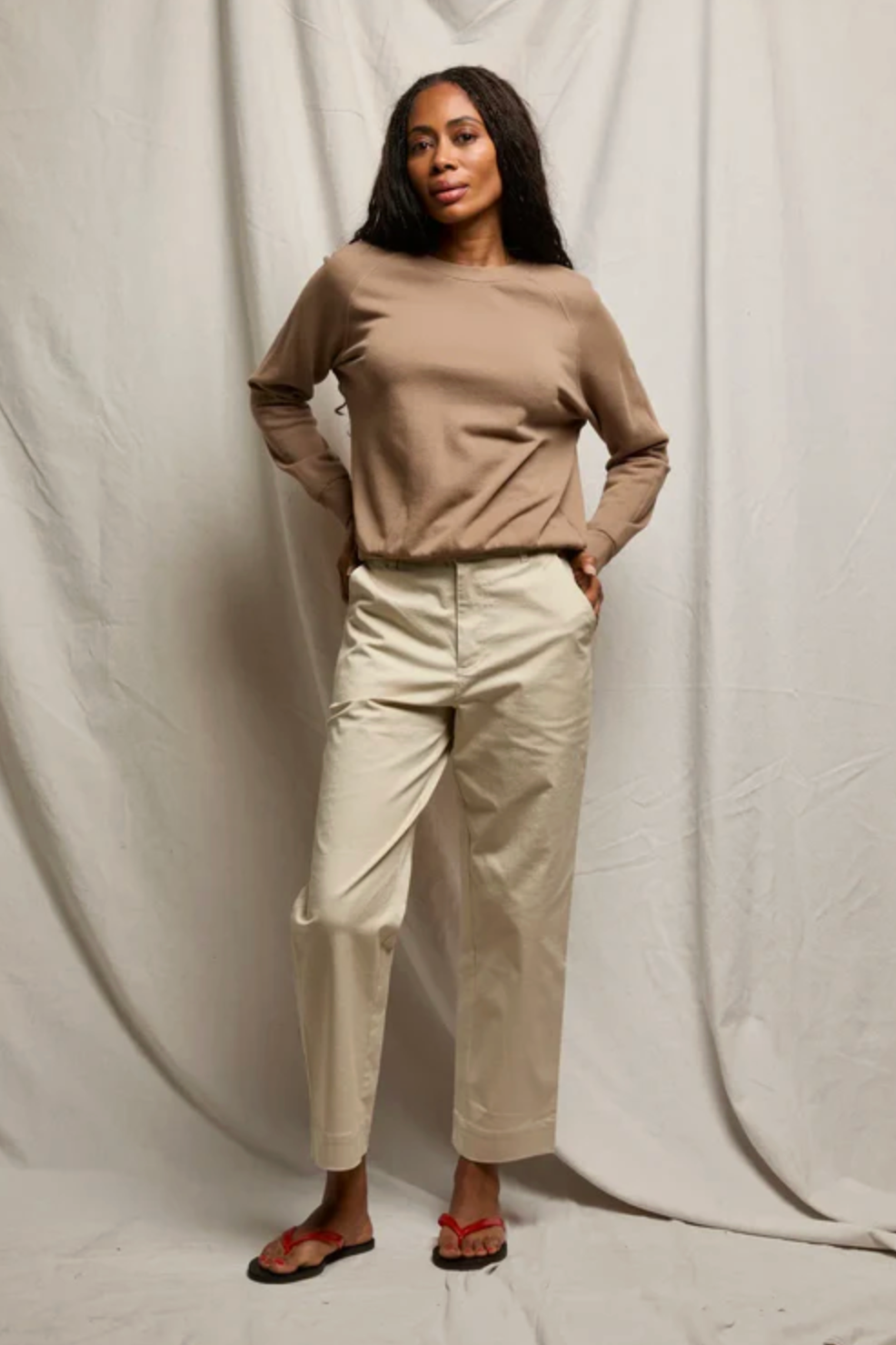 perfectwhitetee Sweatshirt Alexi French Terry Sweatshirt, Mocha Soho-Boutique
