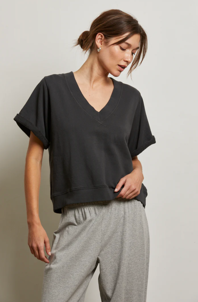 perfectwhitetee Sweatshirt Briggs Rolled Sleeve Sweatshirt, Vintage Black Soho-Boutique