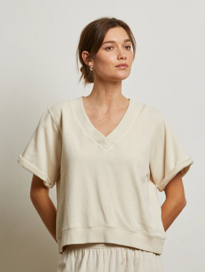 perfectwhitetee Sweatshirt Briggs Short Sleeve Sweatshirt, Sugar Soho-Boutique