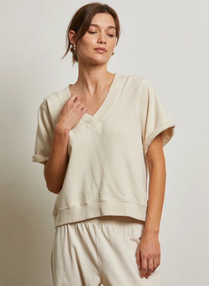 perfectwhitetee Sweatshirt Briggs Short Sleeve Sweatshirt, Sugar Soho-Boutique