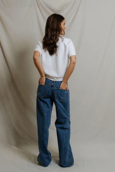 perfectwhitetee Sweatshirt Kennedy Reverse Fleece Sweatshirt, White Soho-Boutique