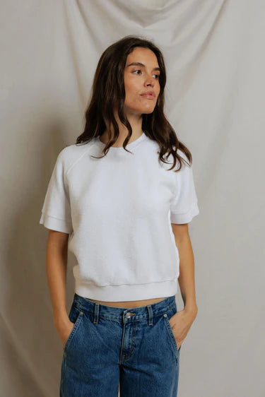perfectwhitetee Sweatshirt Kennedy Reverse Fleece Sweatshirt, White Soho-Boutique