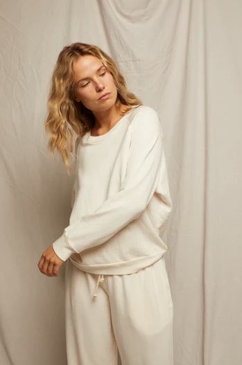 perfectwhitetee Sweatshirt Lennon, Beach Terry Sweatshirt, Bright Ivory Soho-Boutique