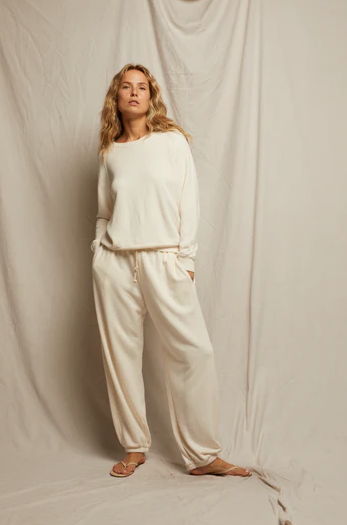 perfectwhitetee Sweatshirt Lennon, Beach Terry Sweatshirt, Bright Ivory Soho-Boutique