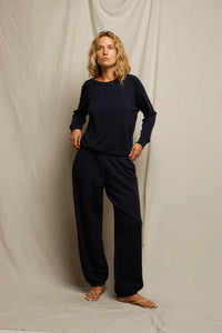 perfectwhitetee Sweatshirt Lennon Cotton Beach Sweatshirt, Navy Soho-Boutique