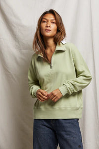 perfectwhitetee Sweatshirt Maren Half Zip, Pistachio Soho-Boutique