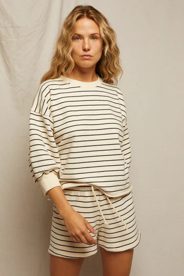 perfectwhitetee Sweatshirt Niall Pullover, Navy/Natural Stripe Soho-Boutique
