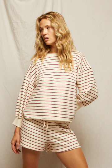 perfectwhitetee Sweatshirt Niall Pullover, Red/Natural Soho-Boutique
