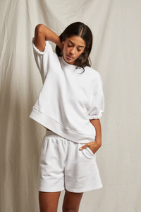 perfectwhitetee Sweatshirt Rebecca, French Terry Puff Sleeve Sweatshirt, White Soho-Boutique