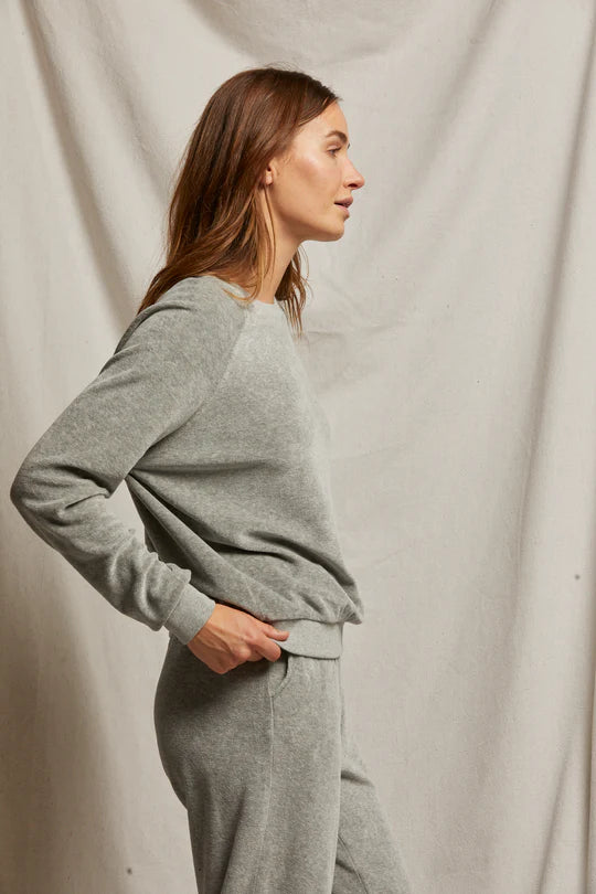 perfectwhitetee Sweatshirt Stella Velour Sweatshirt, Heather Grey Soho-Boutique