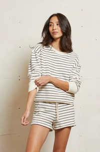 perfectwhitetee Sweatshirt Tyler Sweatshirt, Natural/Night Stripe Soho-Boutique
