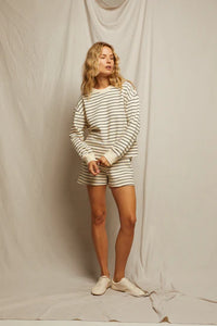 perfectwhitetee Sweatshirt Tyler Sweatshirt, Navy Natural Stripe Soho-Boutique