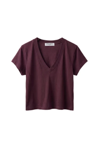 perfectwhitetee T-Shirt Alanis Recycled Cotton V Neck, Cherry Lacquer Soho-Boutique