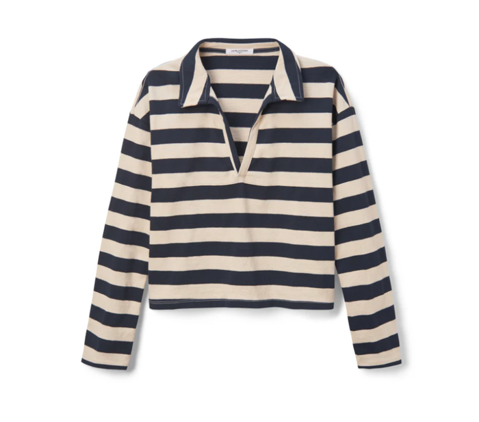 perfectwhitetee T-Shirt Alison Pullover, Natural/Night Stripe Soho-Boutique