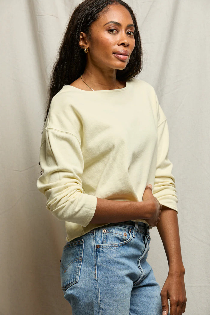 perfectwhitetee T-Shirt Briana Long Sleeve Tee, Custard Soho-Boutique