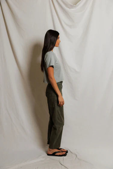 perfectwhitetee T-Shirt Cher Ringspun Cotton Crew Tee, Heather Grey Soho-Boutique
