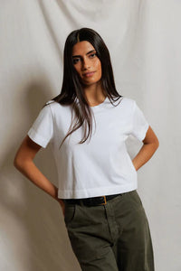 perfectwhitetee T-Shirt Cher Ringspun Cotton Crew Tee, White Soho-Boutique