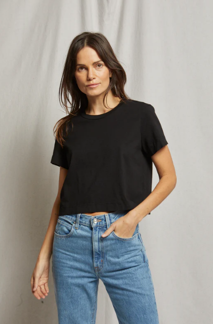 perfectwhitetee T-Shirt Cher Ringspun Cotton Tee, True Black Soho-Boutique