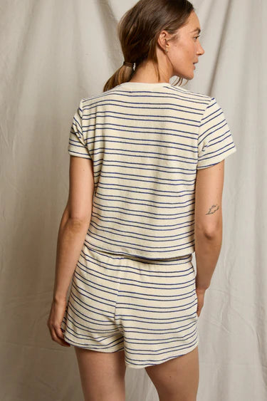 perfectwhitetee T-Shirt Eve Stripe Tee, Cobalt/Sugar Stripe Soho-Boutique