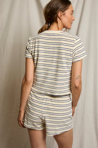 perfectwhitetee T-Shirt Eve Stripe Tee, Cobalt/Sugar Stripe Soho-Boutique