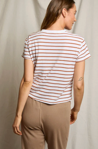 perfectwhitetee T-Shirt Everett Jersey Stripe Boxy Crewneck Tee, Mocha Stripe Soho-Boutique