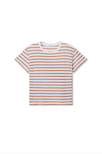 perfectwhitetee T-Shirt Everett Jersey Stripe Boxy Crewneck Tee, Mocha Stripe Soho-Boutique