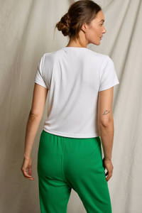 perfectwhitetee T-Shirt Fitz Ribbed Boxy Crew Neck Tee, White Soho-Boutique