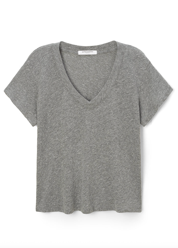 perfectwhitetee T-Shirt Hendrix V Neck, Heather Grey Soho-Boutique