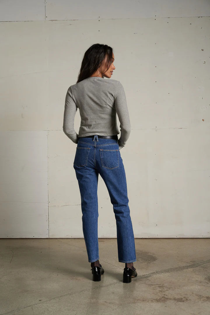 perfectwhitetee T-Shirt Jamie Long Sleeve, Ivory Black Stripe Soho-Boutique