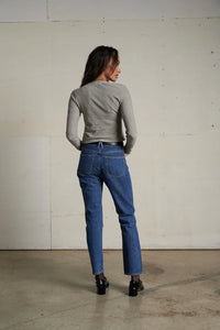 perfectwhitetee T-Shirt Jamie Long Sleeve, Ivory Black Stripe Soho-Boutique