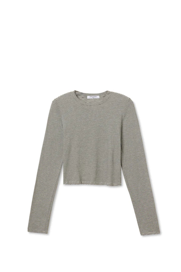 perfectwhitetee T-Shirt Jamie Long Sleeve, Ivory Black Stripe Soho-Boutique