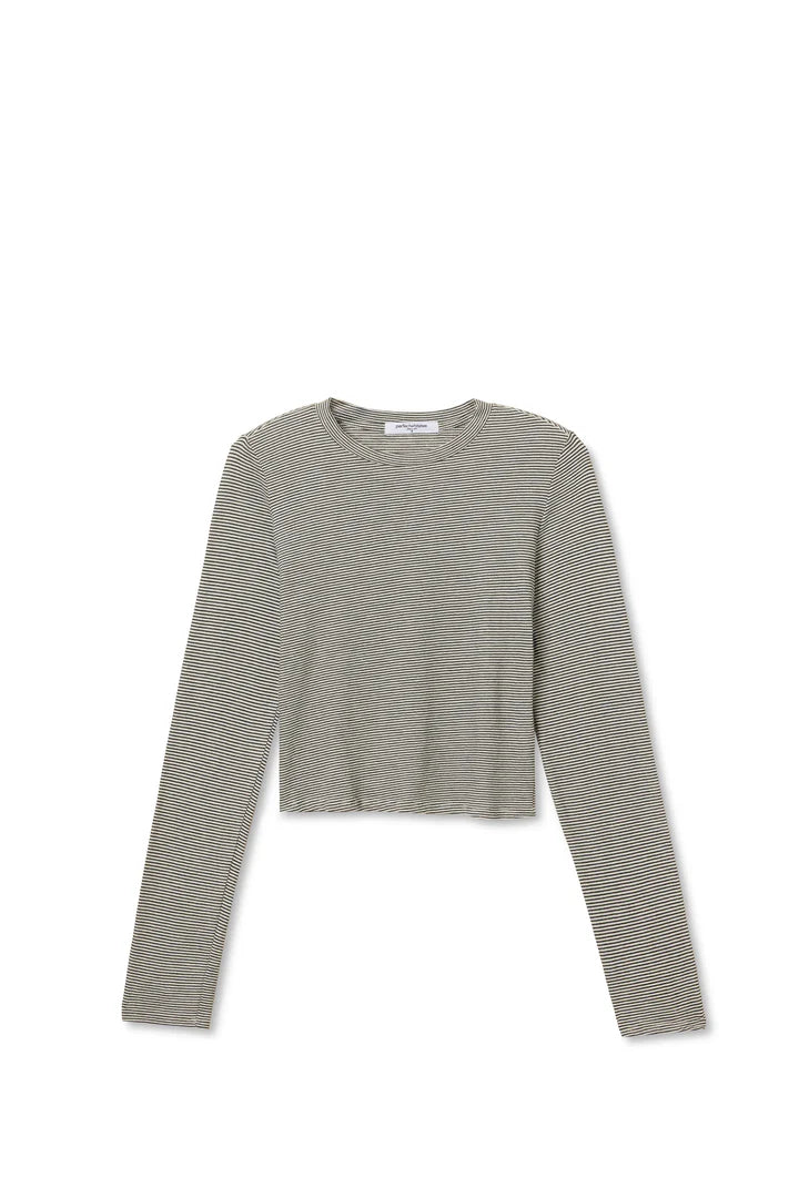 perfectwhitetee T-Shirt Jamie Long Sleeve, Ivory Black Stripe Soho-Boutique